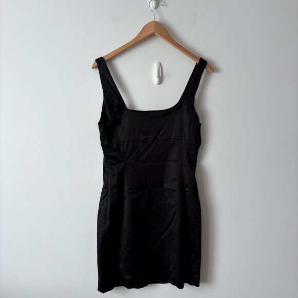 Aritzia Wilfred Shine Satin Mini Dress Black Size 8 - Picture 9 of 11